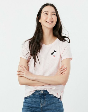 Joules Carley Pink Puffin Classic Crew Neck T-Shirt 3